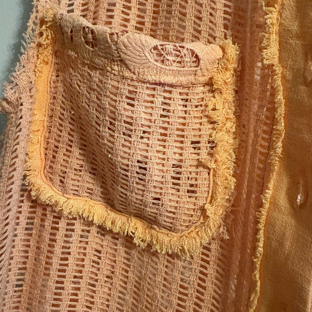 POL Peach Crochet Lace Button-Front Vest - Picture 4 of 11